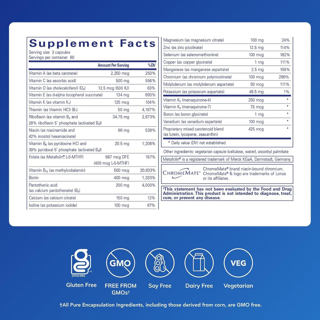 Pure Encapsulations Nutrient 950 with Vitamin K - 180 Capsules