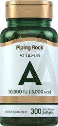 Piping Rock Vitamina A 10000 UI Softgels | 300 unidades | Suplemento No-GMO, Sin Gluten