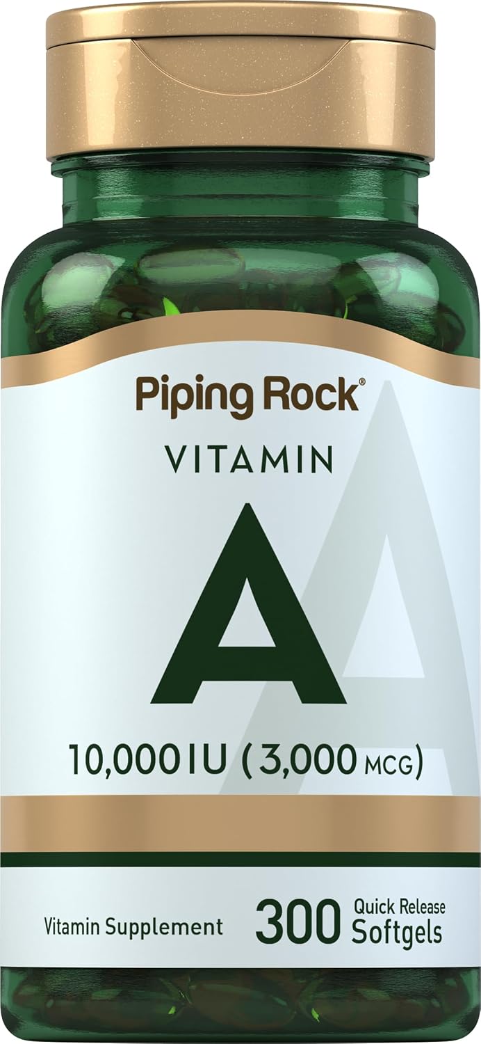 Piping Rock Vitamina A 10000 UI Softgels | 300 unidades | Suplemento No-GMO, Sin Gluten