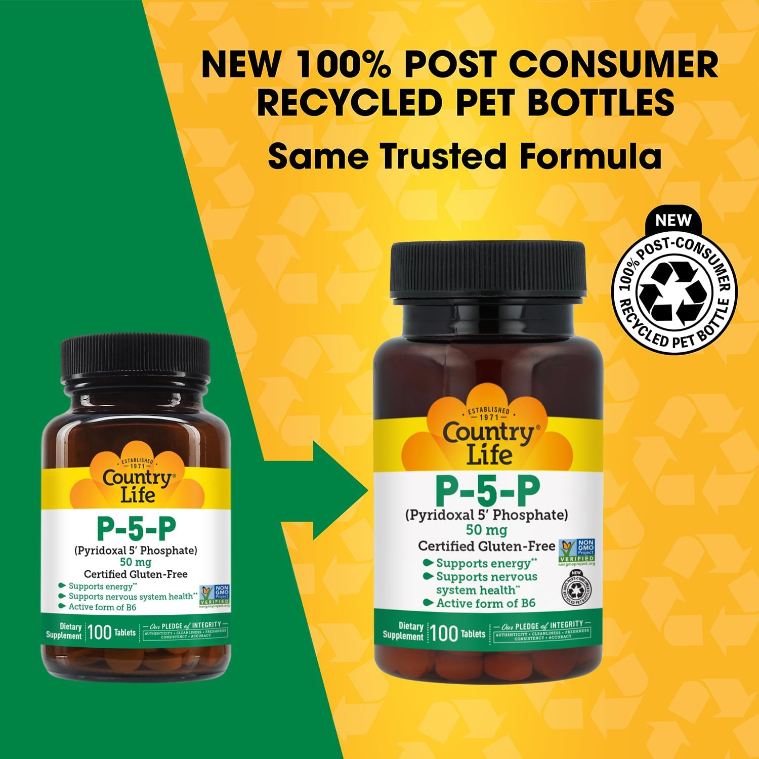 Country Life P-5-P Vitamina B6 – Piridoxal-5-Fosfato Bioactivo – 100 Cápsulas