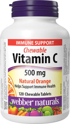Webber Naturals Vitamina C Masticable 500 mg, 120 Comprimidos Sabor Naranja