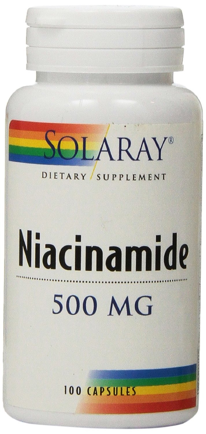 Solaray Niacinamida 500 mg, 100 Cápsulas Veganas (Paquete de 2)