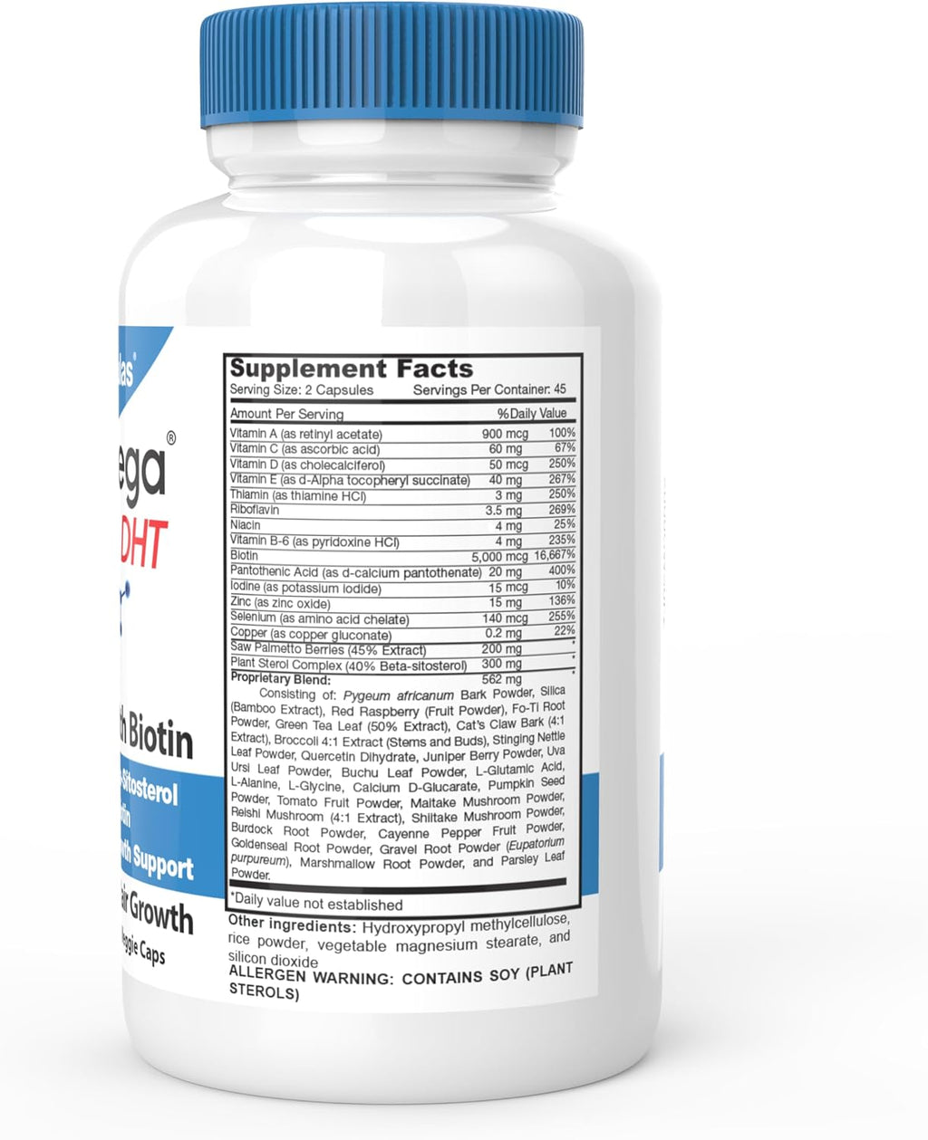 HairOmega Bloqueador de DHT de DrFormulas - Suplemento para el Cabello con Biotina 5000 mcg, 45 Días