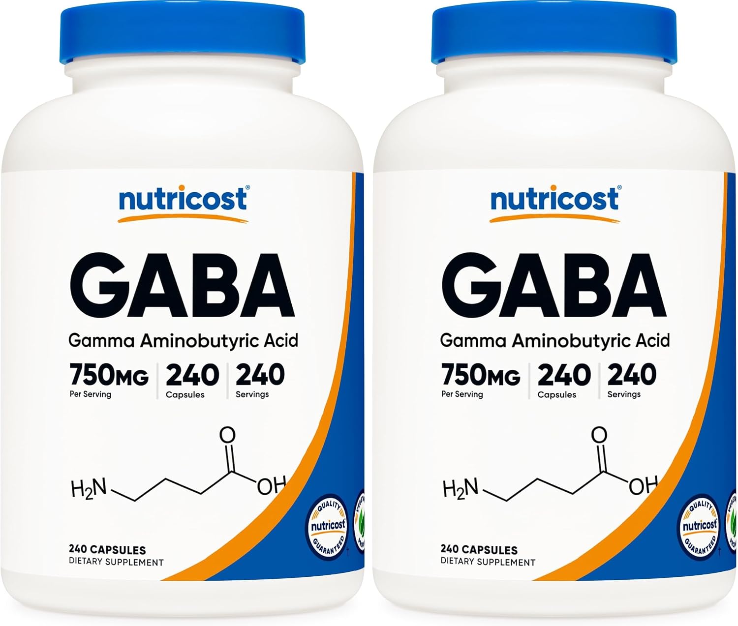 Nutricost GABA (Ácido Gamma-Aminobutírico) 750mg, 240 Cápsulas