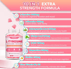 Gominolas de L-Tirosina 10-en-1, 2 Paquetes - Suplemento de Tirosina con L-Teanina, B6, D3, Zinc - Apoyo Cognitivo, Memoria, Energía y Estado de Ánimo - Sabor Fresa, 120 unidades