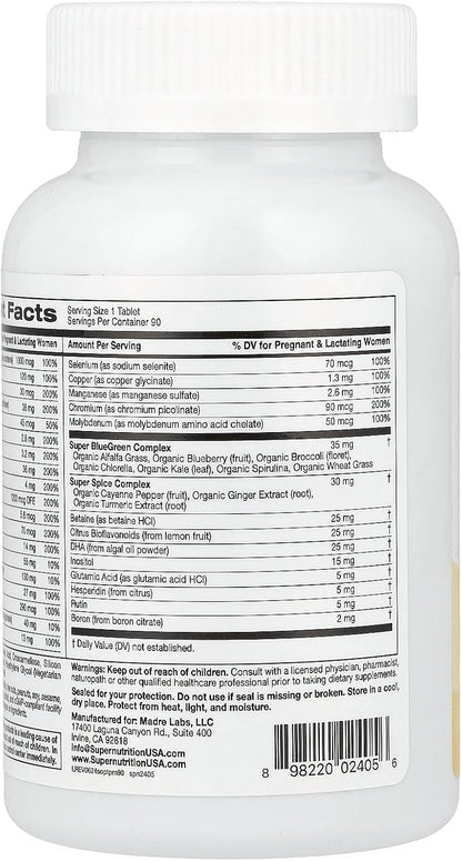SuperNutrition Simply One® Multivitamínico Prenatal con Super Greens, Especias, Vitamina A y Folato, 90 Comprimidos – Image 3