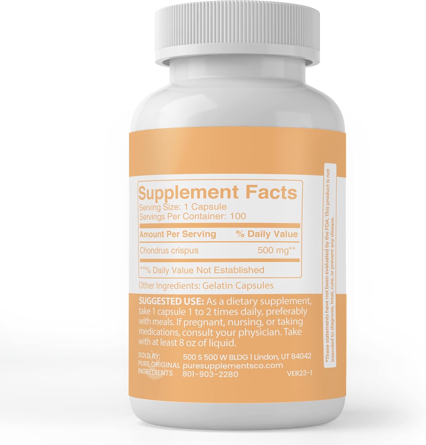 PURE ORIGINAL INGREDIENTS Irish Sea Moss (100 Cápsulas) - Siempre Puro, Sin Aditivos ni Rellenos, Verificado en Laboratorio