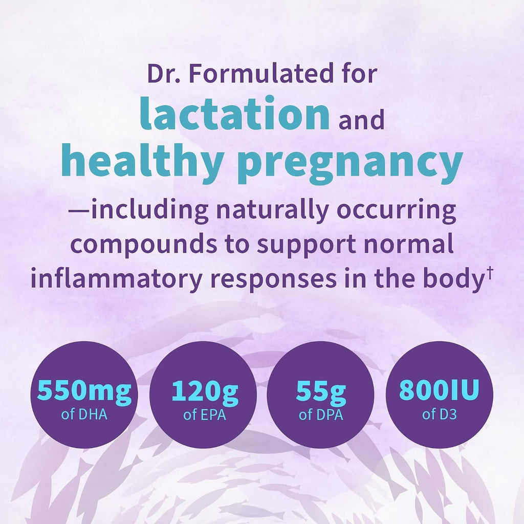 Garden of Life Dr. Formulated Prenatal DHA Fish Oil - 500mg DHA y DPA, 100% VD Vitamina D3, Omega 3 Embarazo, 30 Cápsulas