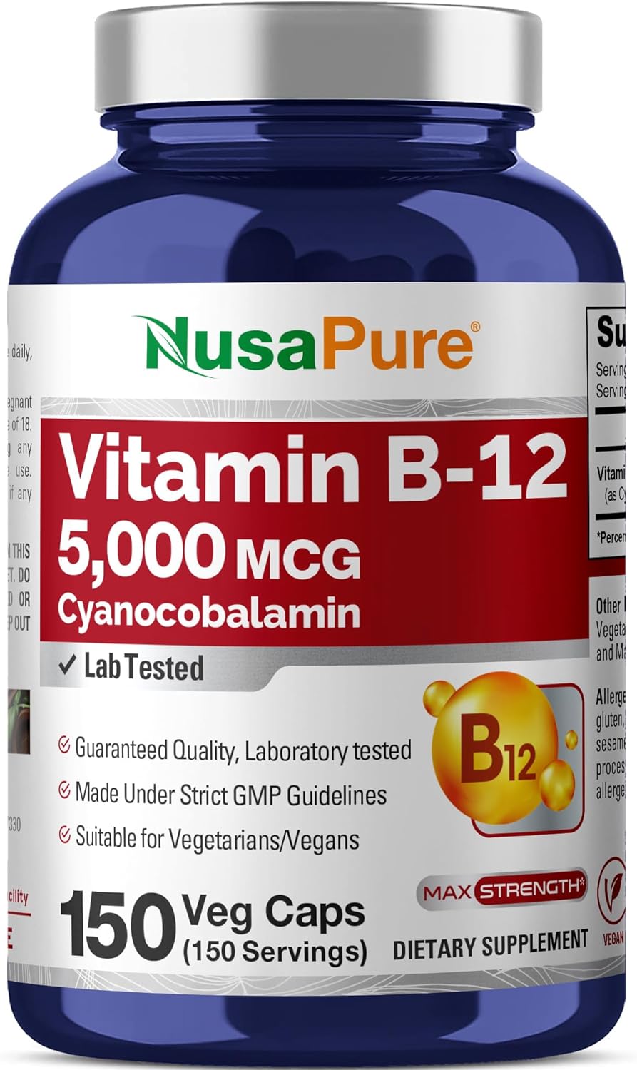 NusaPure Vitamina B12 5000 mcg - 150 Cápsulas Vegetales Vegano