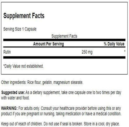 Swanson Rutin 250 mg 250 Cápsulas – Image 2