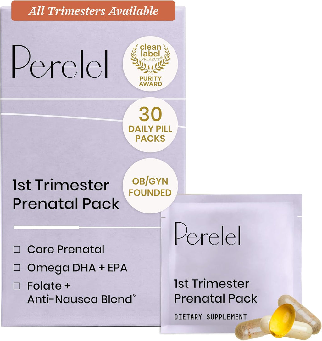 Perelel Pack Prenatal Segundo Trimestre - Multivitamínico con Magnesio, Omega 3, Hierro y Calcio, 30 Sobres Diarios