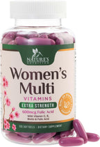 Multivitamínico para Mujeres - Completo Diario con Calcio, Ácido Fólico, Vitaminas A, C, D, E y Grupo B, Zinc y Hierro - Apoyo para Huesos, Energía e Inmunidad - 120 Cápsulas Blandas