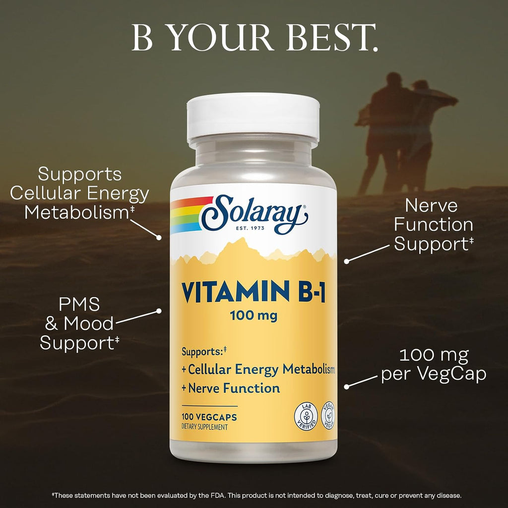 SOLARAY Vitamina B-1 (Tiamina) 100 mg - 100 Cápsulas Veganas
