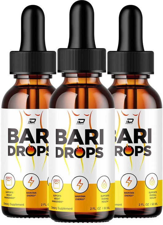 Bari Drops Liquid Supplement - Fórmula Natural para Apoyar un Estilo de Vida Activo (Pack de 3 - Suministro para 3 Meses)