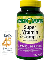 Spring Valley Super B Complex 100 Comprimidos + Guía Digital Lual's Diabetes Decoded