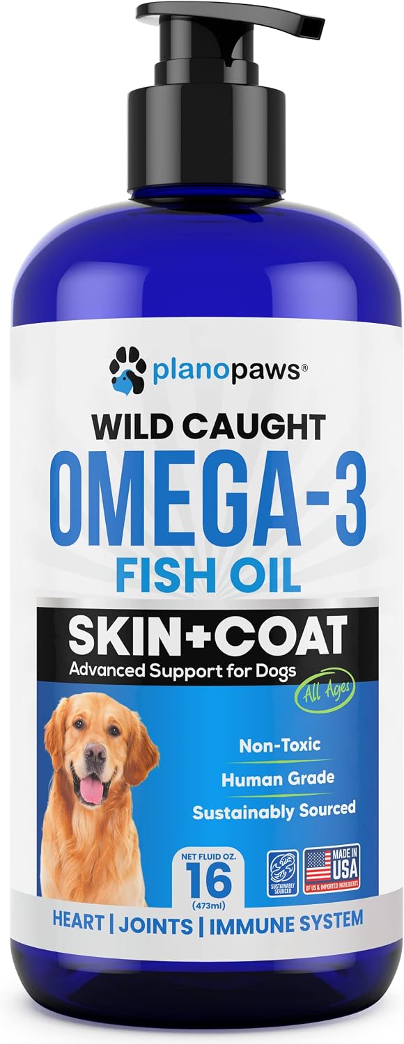 Plano Paws Aceite de Pescado Omega 3 para Perros - Suplemento Líquido de EPA y DHA