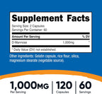 Nutricost D-Mannose 1000mg por dosis, 120 cápsulas - 500mg por cápsula, Salud del tracto urinario, No transgénico y sin gluten