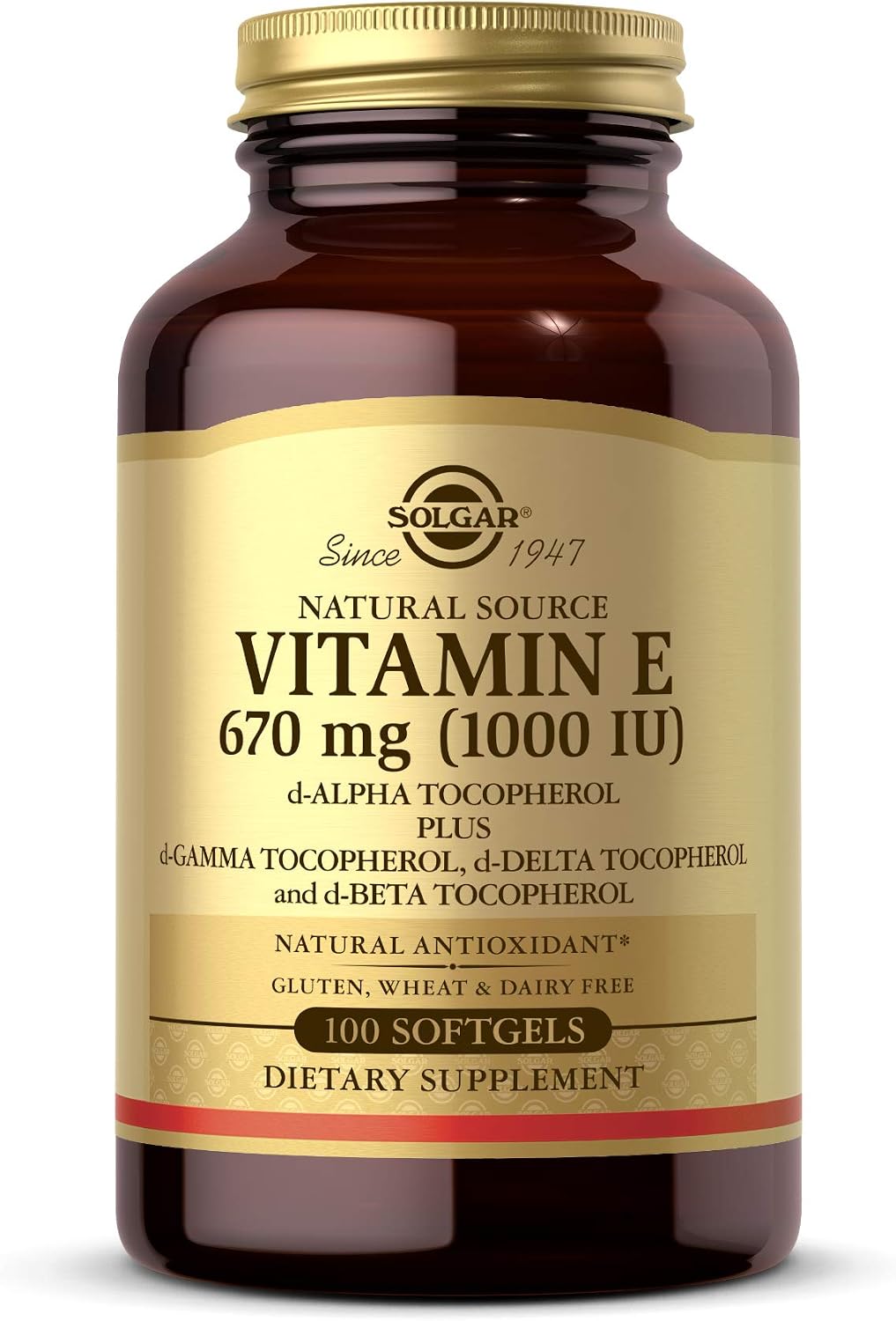 Solgar Vitamina E 670 mg (1000 UI), 100 Cápsulas Blandas
