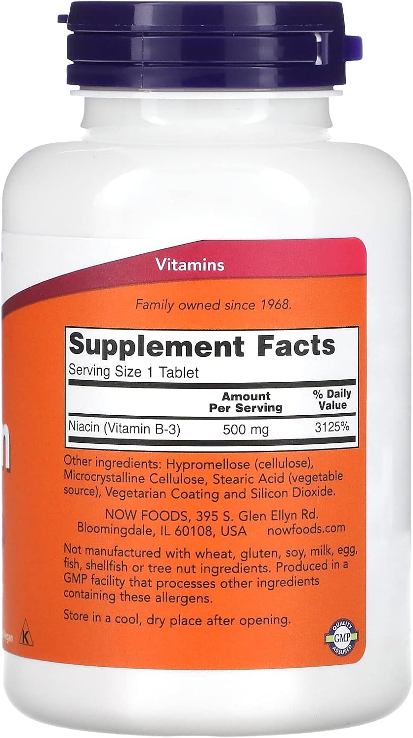 NOW Foods Niacina 500 mg - 250 Comprimidos (Pack de 2)