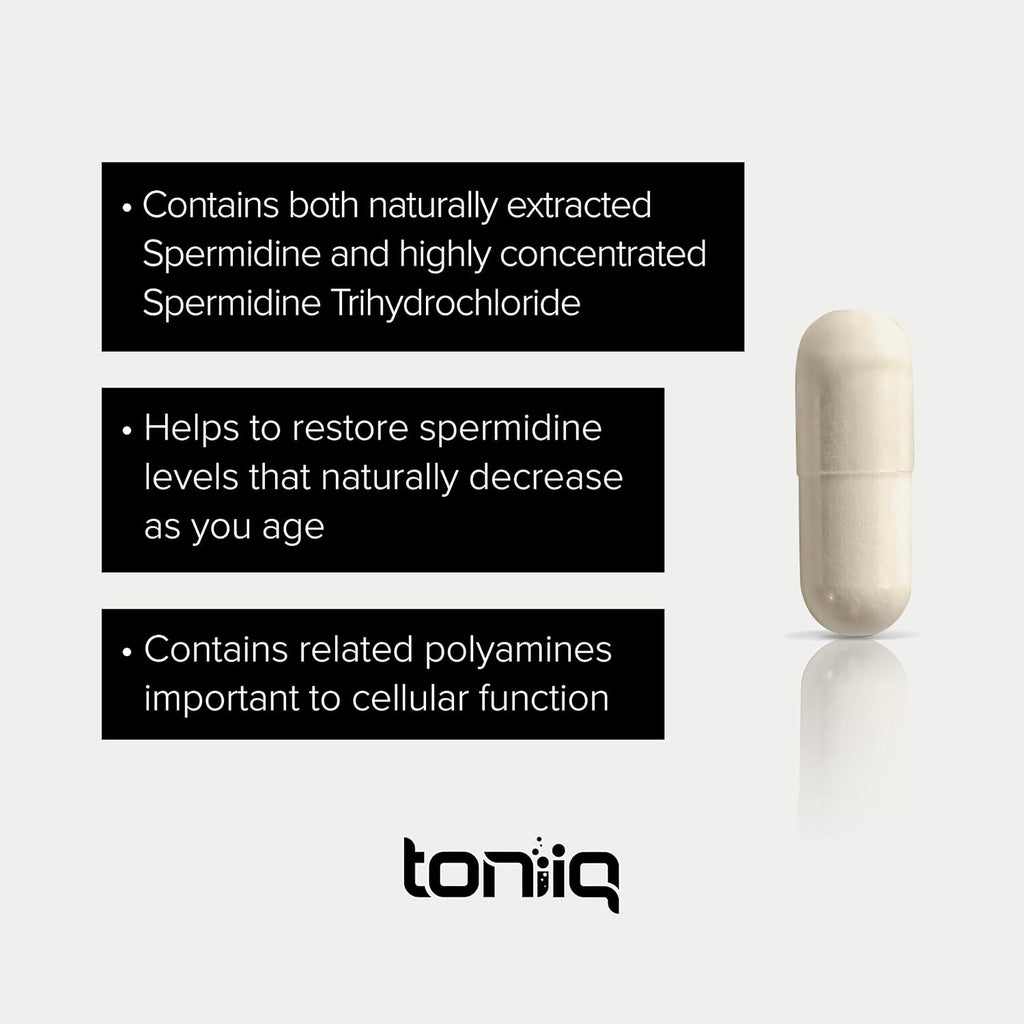 Toniiq 22mg Ultra Concentrated Spermidine Supplement - Espermidina 22mg - 60 Cápsulas Vegetarianas