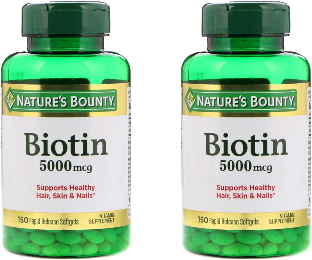 Nature's Bounty Biotina 5000 mcg, 150 Cápsulas Blandas (Paquete de 2)