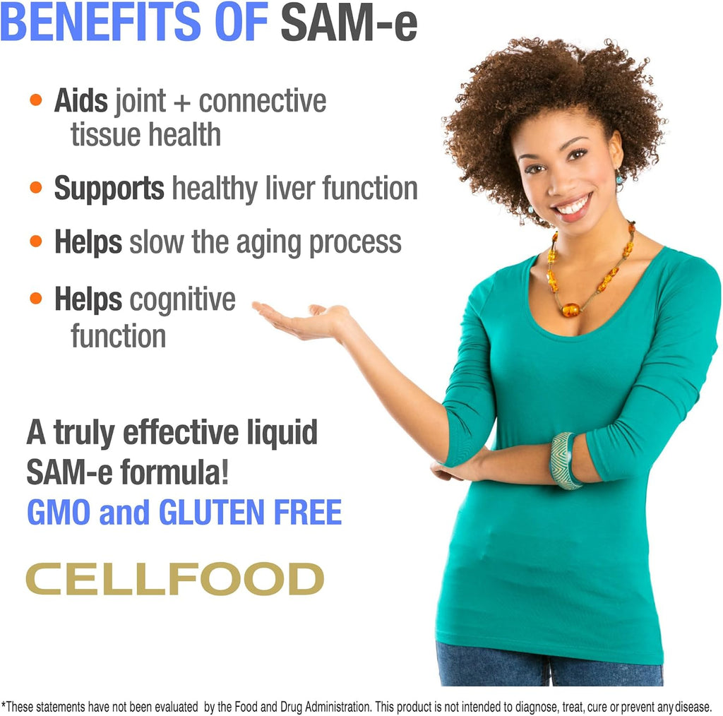 Cellfood SAM-e Liquid Formula+, 30 ml - Joint and Liver Support - Easy Absorption Liquid - Gluten-Free, Non-GMO - 30-Day Supply