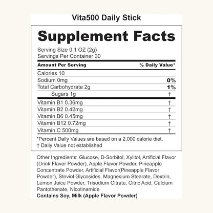 KWANGDONG Vita500 Multivitamin Powder Daily Stick - Vitamina C 500mg y Complejo B (30 Sobres) – Image 7