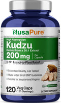 NusaPure Cápsulas de Raíz de Kudzu - 200 mg - 120 Cápsulas Vegetales (No OGM, Vegano)
