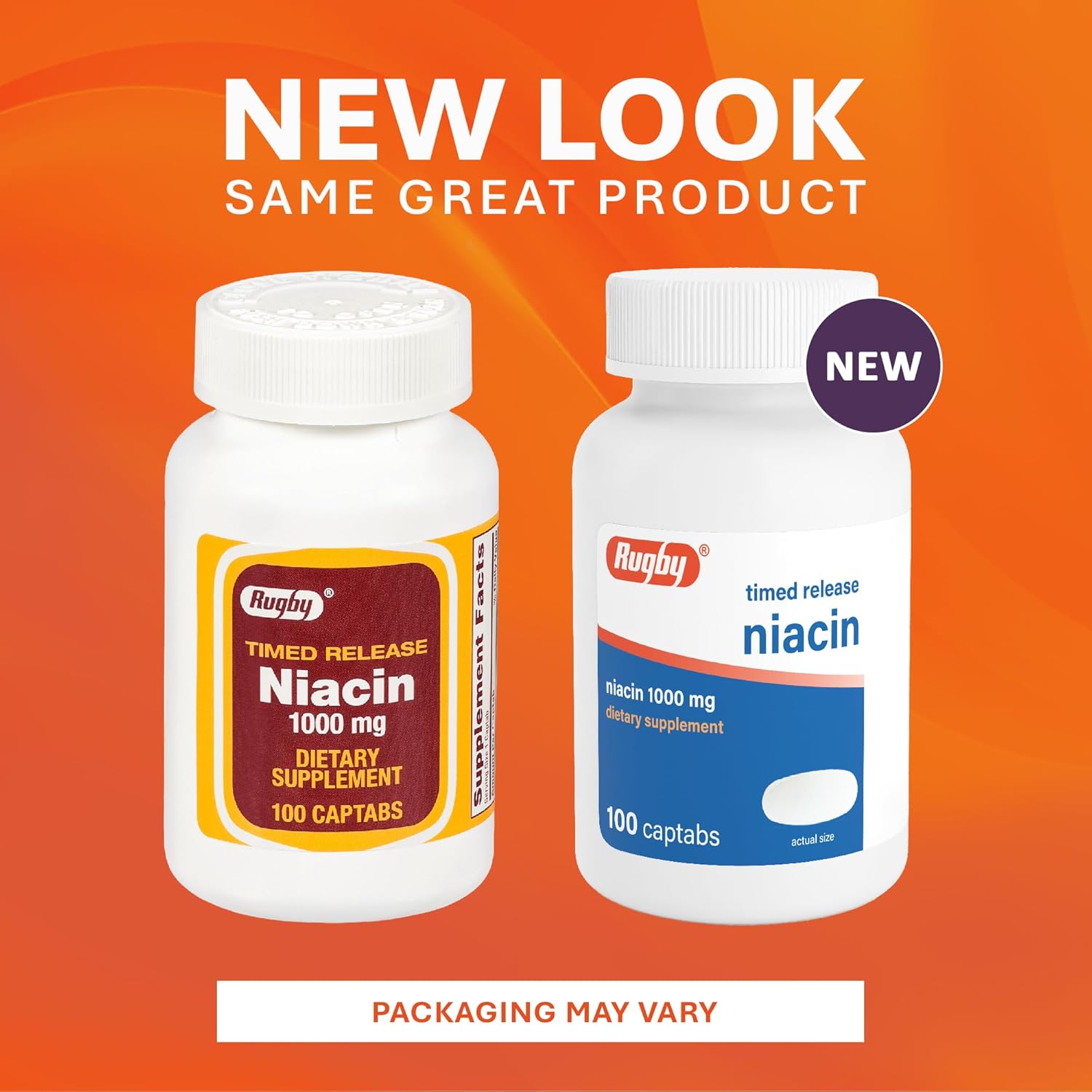 Rugby Timed-Release Niacin 1000mg, 100 Comprimidos