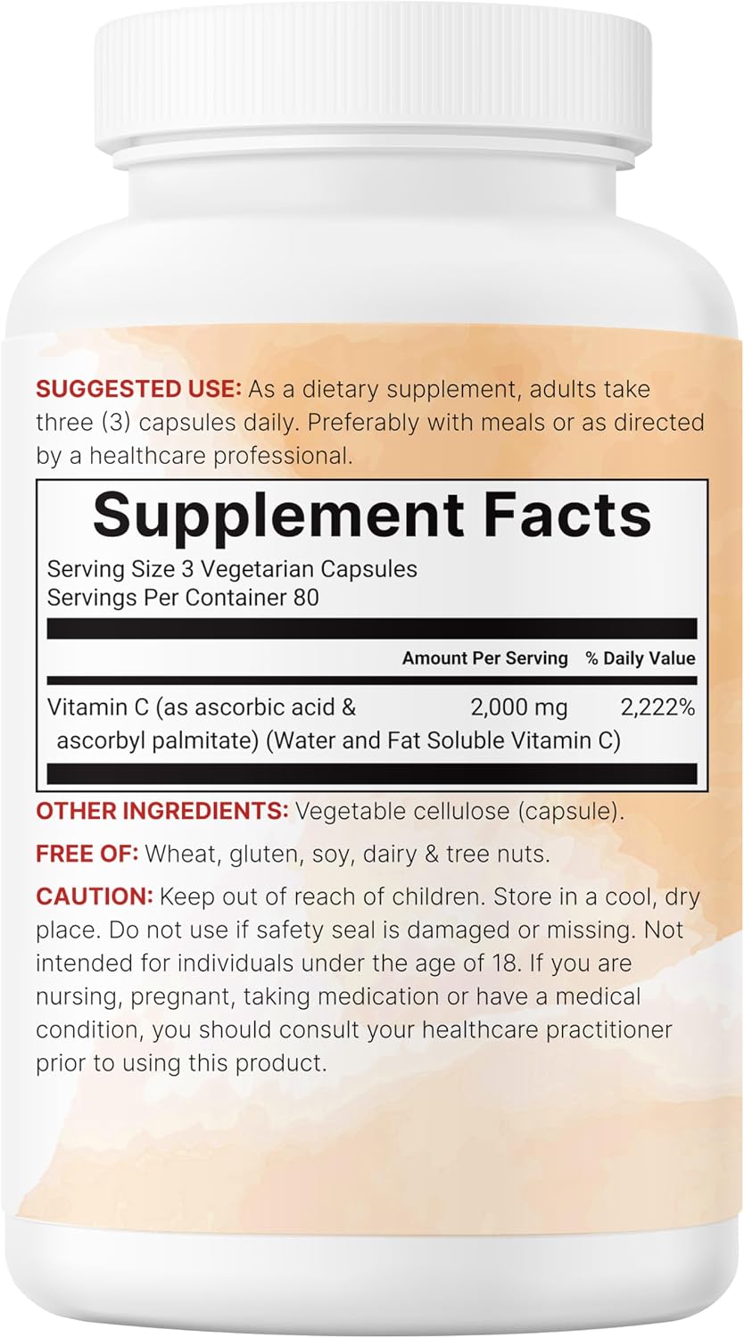 Pure Vitamin C 2,000 mg | 240 Cápsulas Veganas | Micro Ingredients