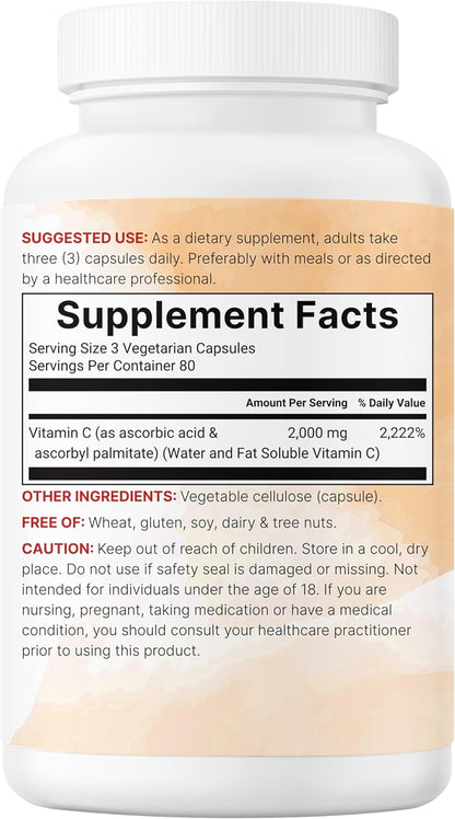 Pure Vitamin C 2,000 mg | 240 Cápsulas – No transgénico (non-GMO). – Image 7
