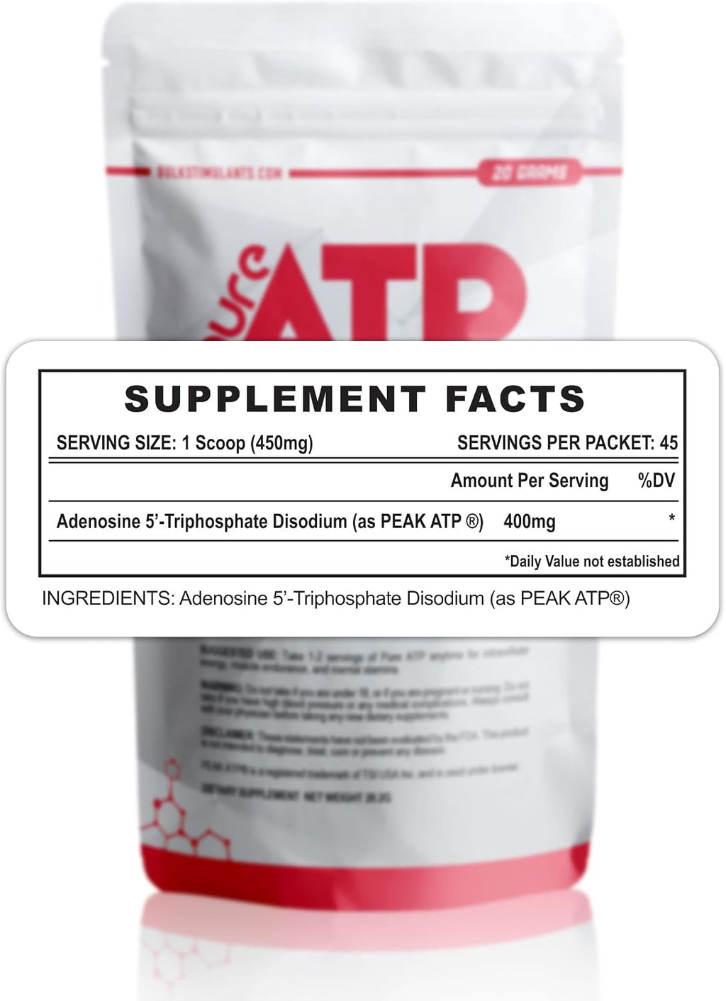 BulkStimulants Pure ATP Adenosine Triphosphate Powder (20 g)