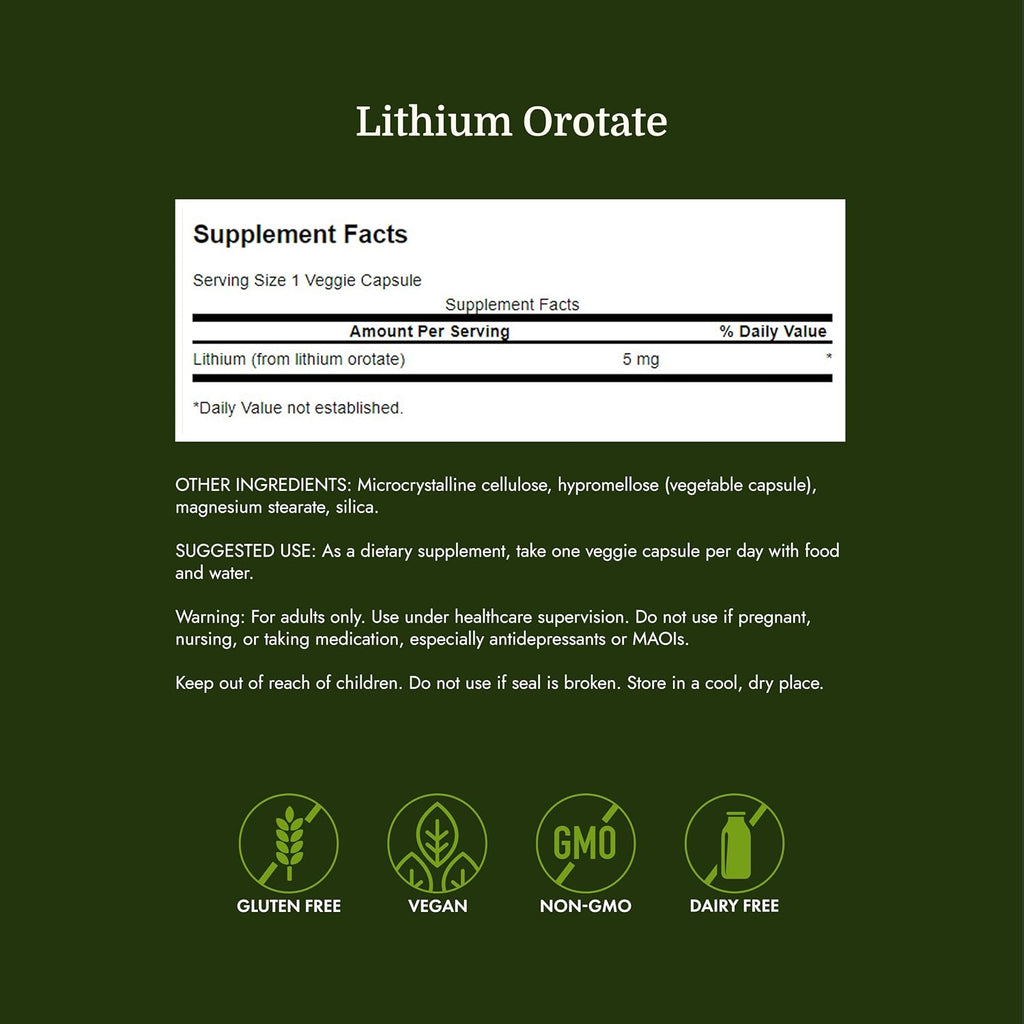 Swanson Lithium Orotate 5 mg (60 Cápsulas Veganas)