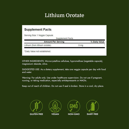 Swanson Lithium Orotate 5 mg (60 Cápsulas Veganas) – Image 4