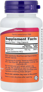 NOW Foods B-6 100 mg, 100 cápsulas