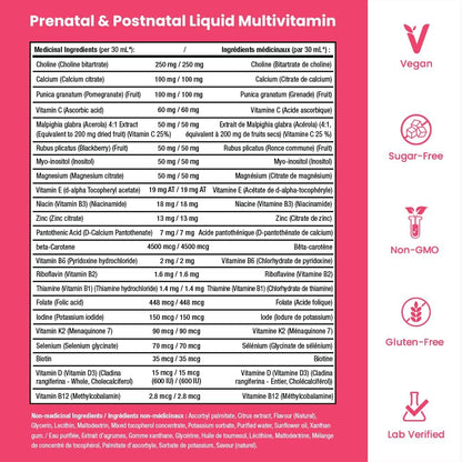 Mother's Promise Multivitamínico Prenatal y Postnatal Líquido Sin Azúcar con Folato, Colina y Frutas Orgánicas – Vegano – Image 4