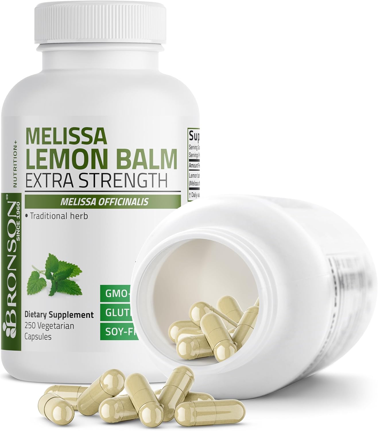 Bronson Melisa Lemon Balm Extra Fuerte, 250 Cápsulas Vegetales