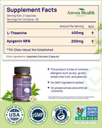 Anven Health L-Theanine 400mg con Apigenina 200mg – 180 Cápsulas Vegetales