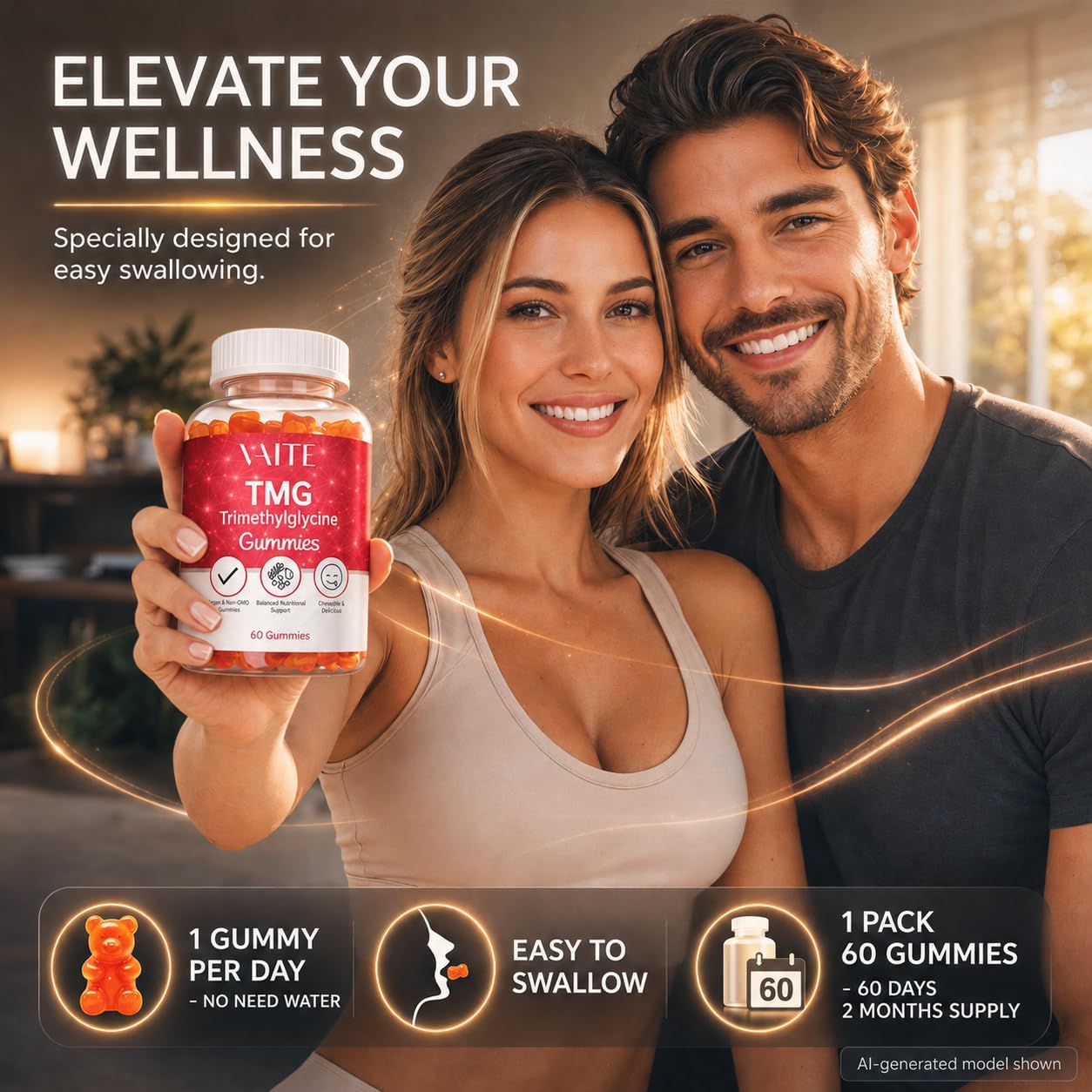 VAITE TMG Gummies – Trimetilglicina 800mg, 60 Gominolas Veganas