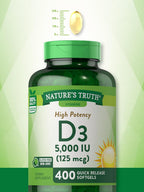 Nature's Truth Vitamina D3 5000 IU - 400 Cápsulas Blandas
