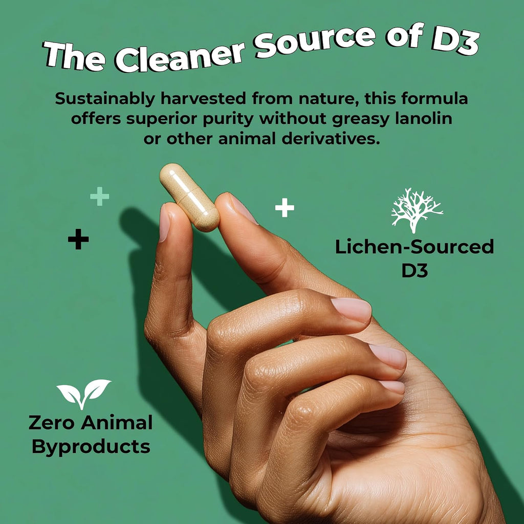 Future Kind Vitamina D3 2500 IU - Complemento Alimenticio Vegano de Líquenes, 30 Cápsulas