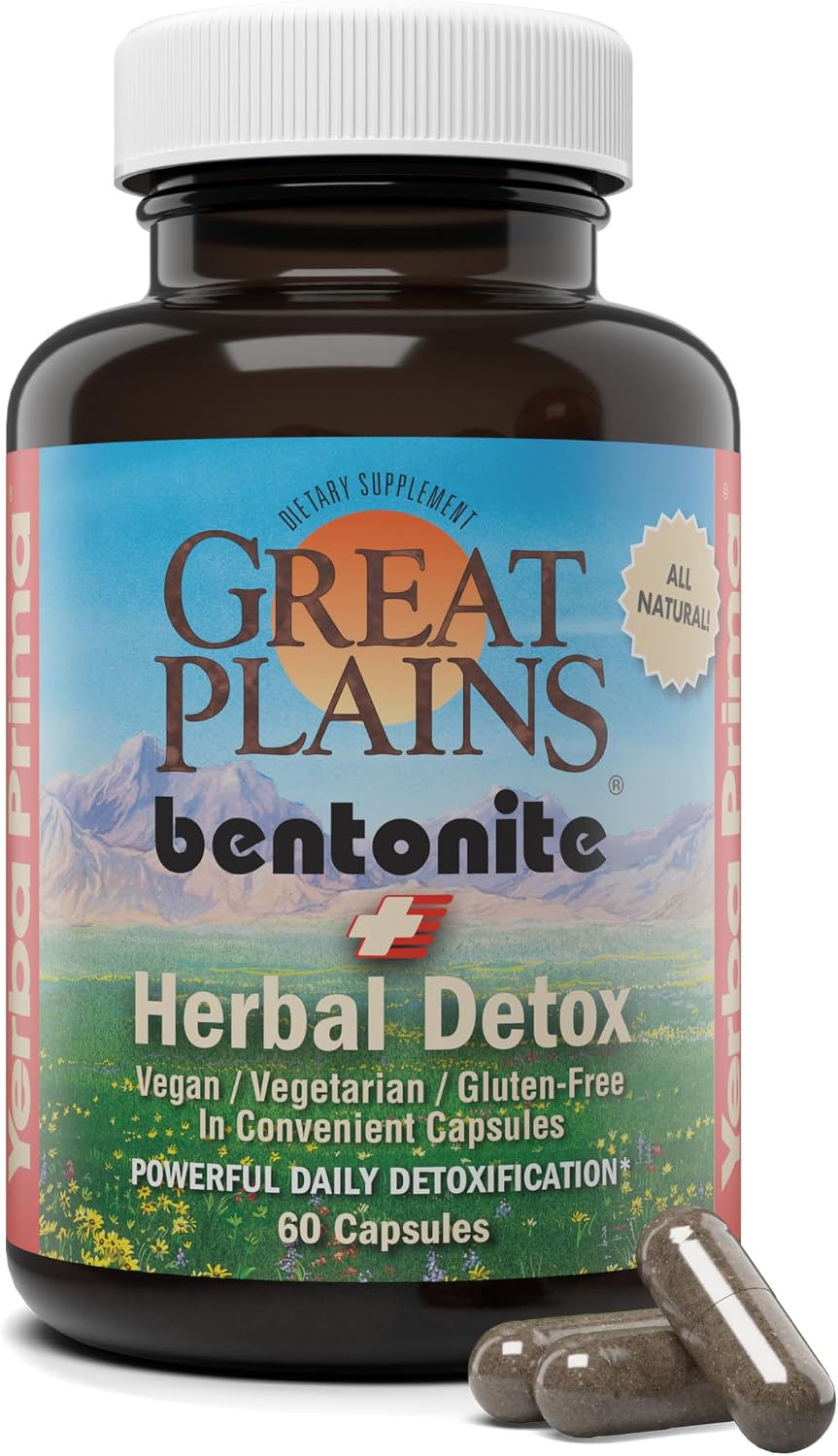 Yerba Prima Arcilla Bentonita Plus Desintoxicación Herbal, 60 Cápsulas Vegetales (Pack de 2)