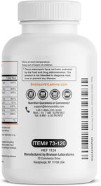 Bronson Super B Complejo B con Liberación Sostenida (Vitaminas B1, B2, B3, B6, B9, B12, Biotina) 120 Comprimidos