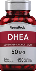 Piping Rock DHEA 50 mg | 150 Cápsulas | Dehidroepiandrosterona | No-GMO y Sin Gluten