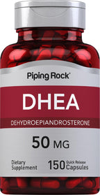 Piping Rock DHEA 50 mg | 150 Cápsulas | Dehidroepiandrosterona | No-GMO y Sin Gluten