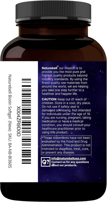 NatureBell Biotina 10000mcg + Ácido – Ingredientes adicionales: La inclusión de ácido hialurónico y aceite de coco – Image 8