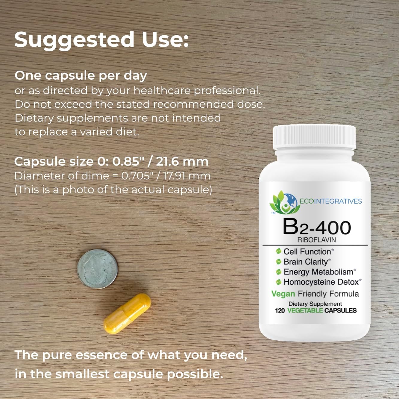 B2-400 Pure Riboflavin - 400 mg de riboflavina pura, 120 cápsulas