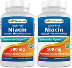 Best Naturals Niacina sin rubor (hexanicotinato de inositol) 500 mg, 180 cápsulas