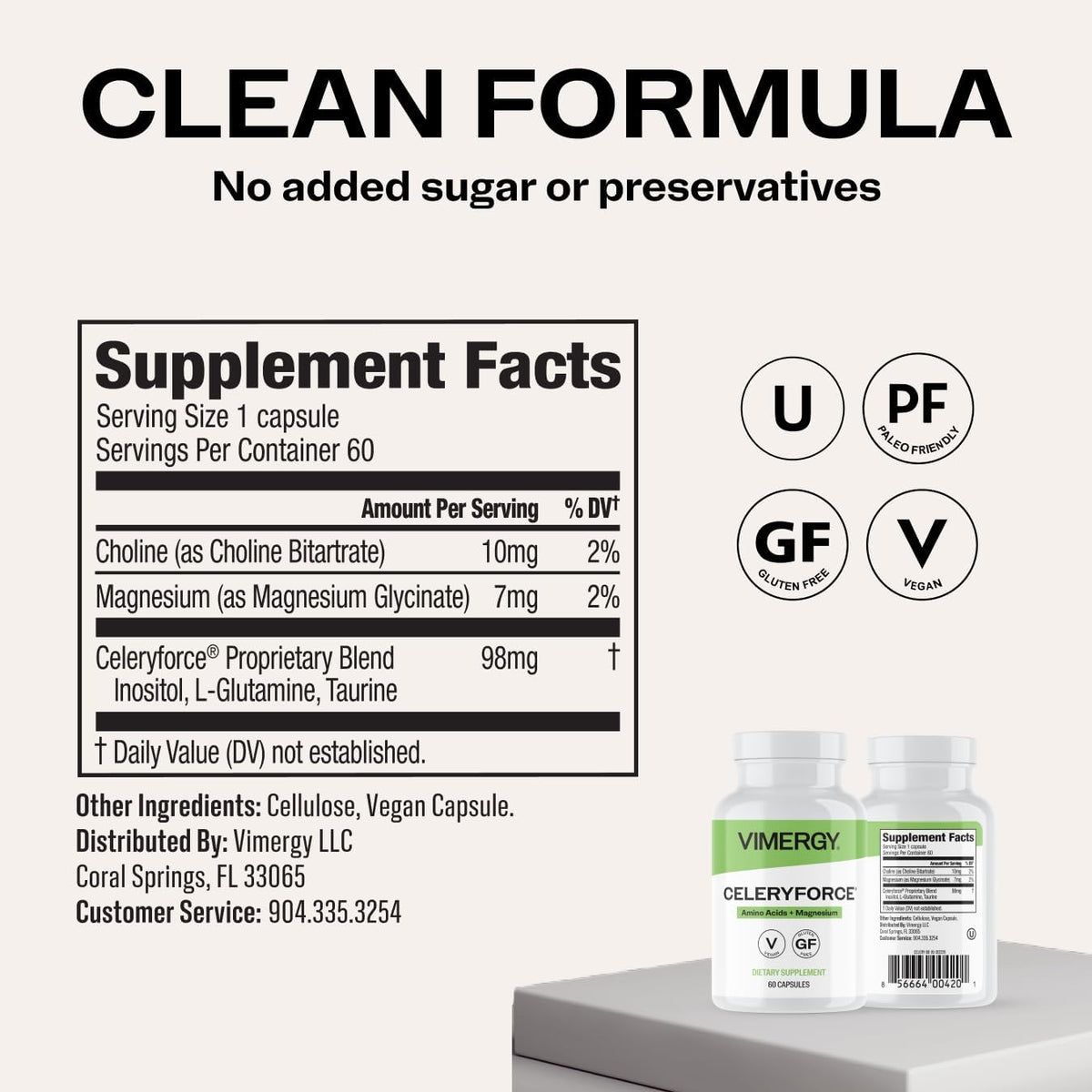 Vimergy Celeryforce – Nutrientes y – L-Glutamina y L-Taurina: Son aminoácidos que forman parte de las proteínas y – Image 4