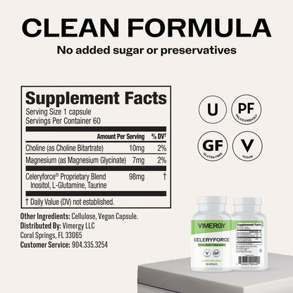 Vimergy Celeryforce – Nutrientes y – L-Glutamina y L-Taurina: Son aminoácidos que forman parte de las proteínas y – Image 4